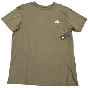 Adidas Men's Olive Green Logo T-Shirt